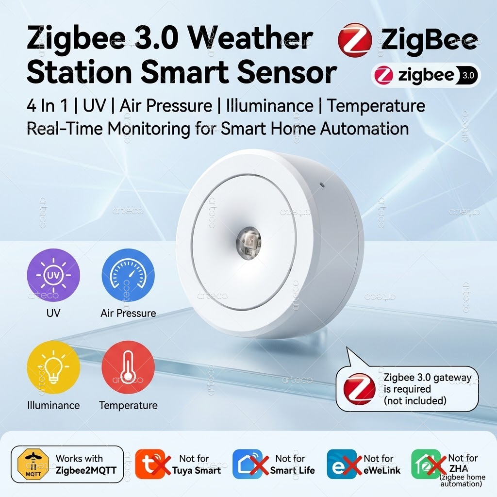Smart Home Zentrale - Zigbee 3.0 4-In-1 Weather Station Sensor