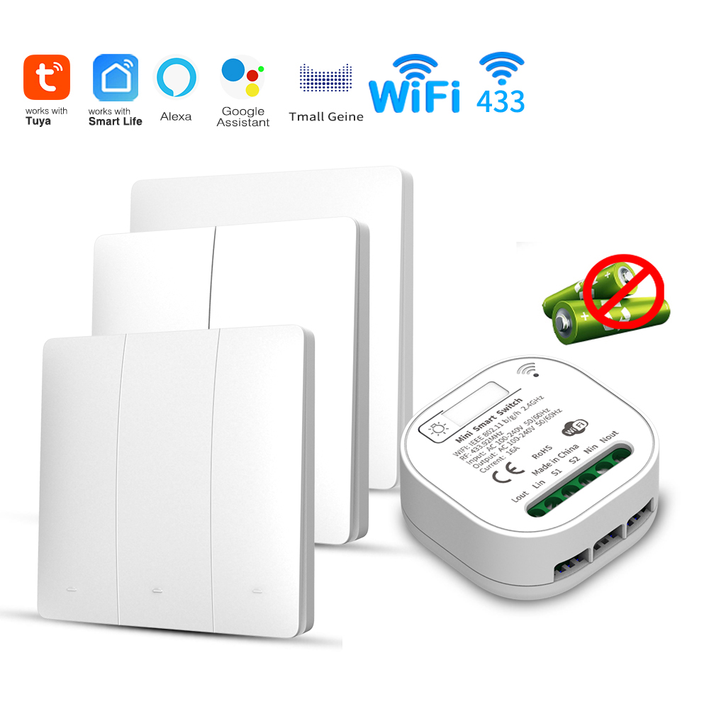 Smart Home Button - Tuya WiFi Smart Self-Powered Light Switch,Kinetic