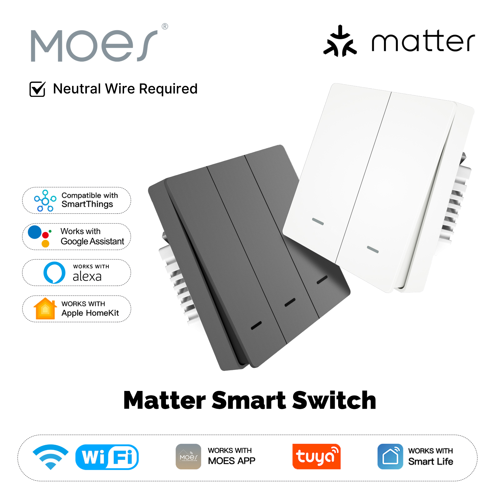 MOES Matter Tuya WiFi Smart Li - Smart Home Button 评论和价格